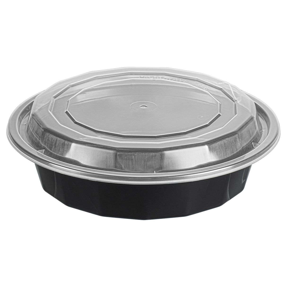 Box, To-Go, Asporto 24 Ounce, Microwavable Plastic, Black, Round, 7.25 x 7.25 x 1.50 Inch, includes Clear Lid,50 - 1 EACH