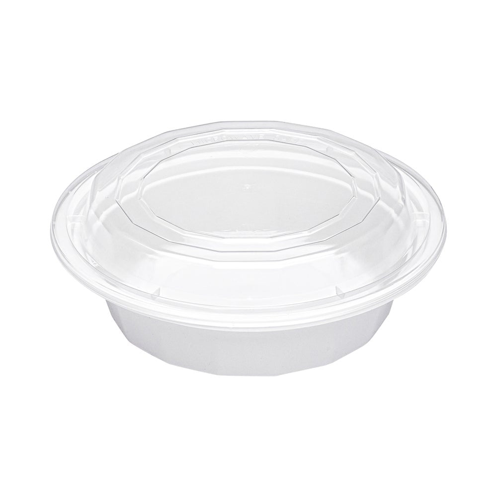 Box, To-Go, Asporto 16 Ounce, Microwavable Plastic, White, Round, 6.25 x 6.25 x 1.75 Inch, includes Clear Lid,50 - 1 EACH