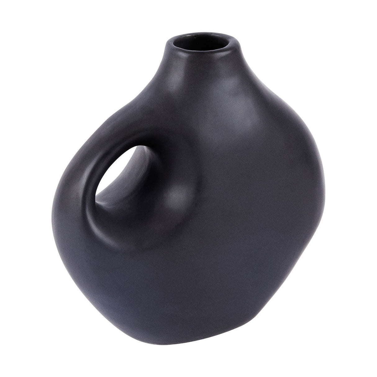 Vase, Table Art, 7 x 3.25 x 7 Inch, Ceramic, Black, Jug Shape,1 - 1 EACH