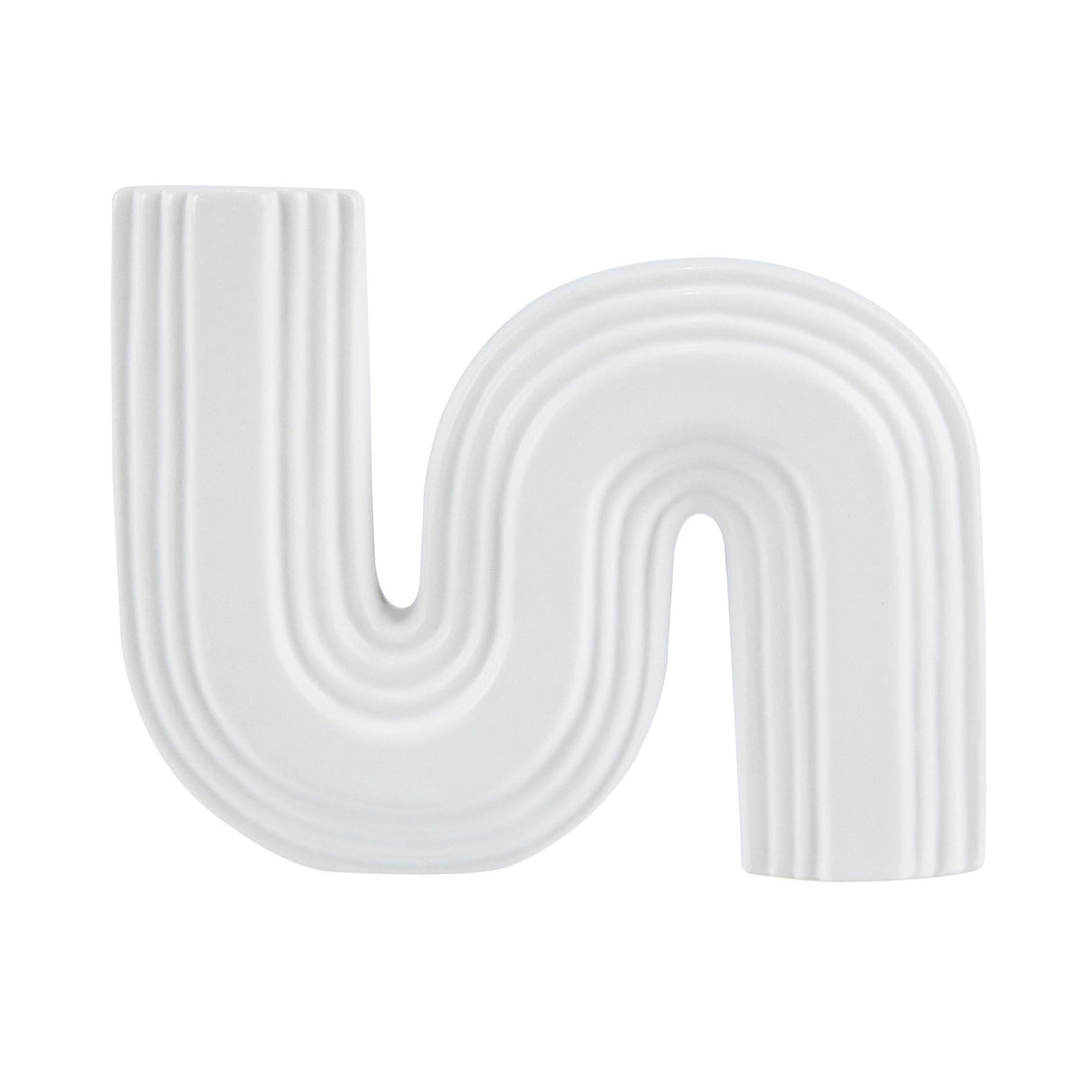 Vase, Table Art, 7.25 x 2 x 6 Inch, Ceramic, White, S Shape,1 - 1 EACH