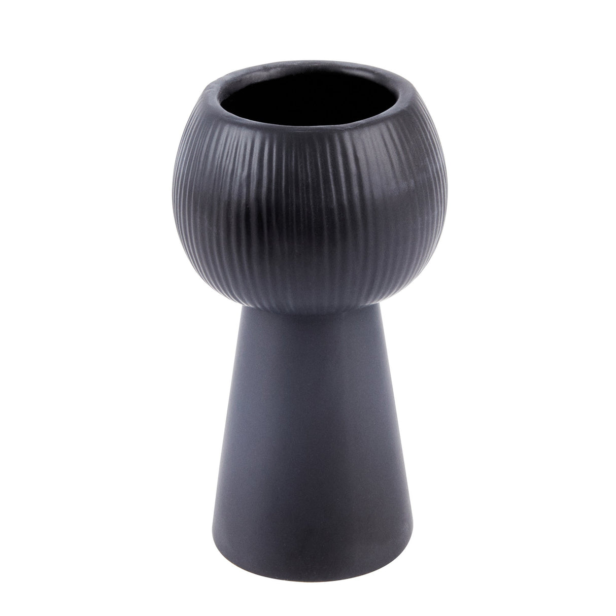 Vase, Table Art, 3.50 x 3.50 x 6.50 Inch, Ceramic, Black, Pedestal Shape,1 - 1 EACH