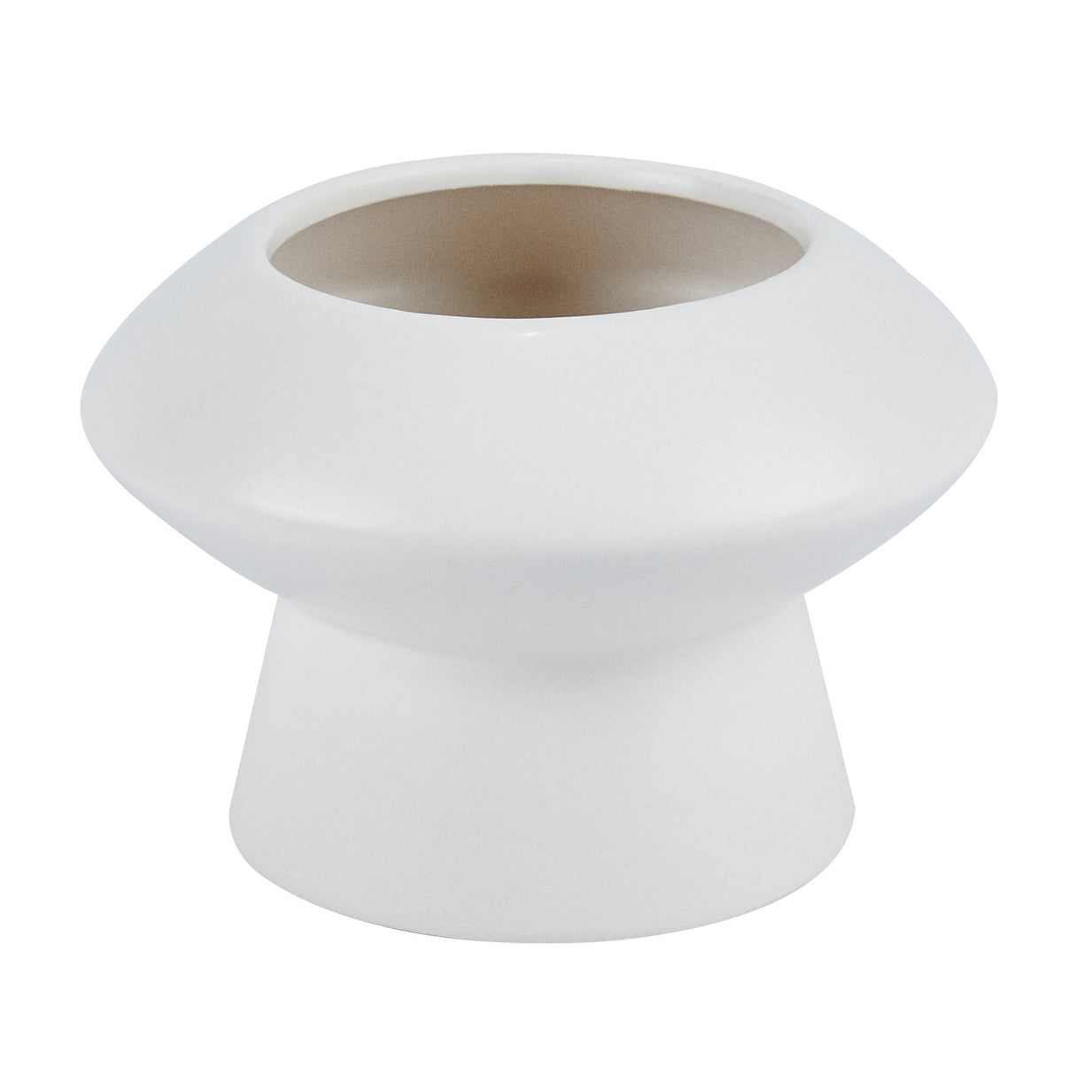 Vase, Table Art, 5.75 x 5.75 x 4 Inch, Ceramic, White, Mushroom Shape,1 - 1 EACH