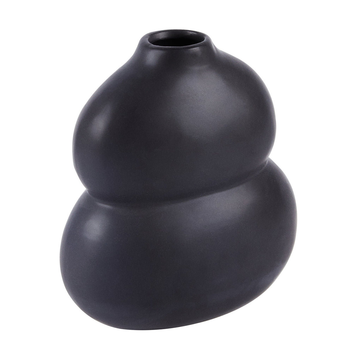 Vase, Table Art, 6.50 x 4 x 7 Inch, Ceramic, Black, Gourd Shape,1 - 1 EACH
