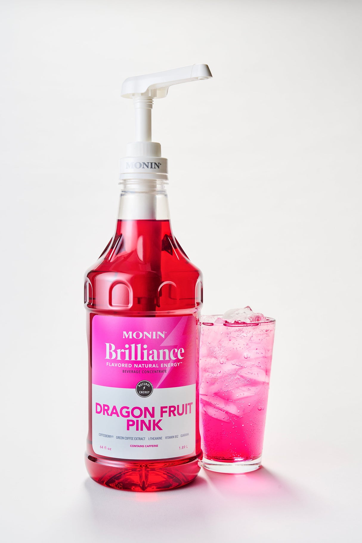 Drink Base, Brilliance, Dragon Fruit Pink, contains Caffeine,4 - 64 FLUID