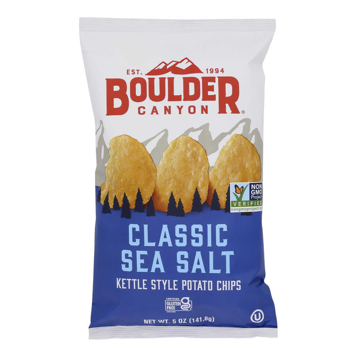 Chips, Potato, Kettle-Cooked, Classic Sea Salt,12 - 5 OUNCE