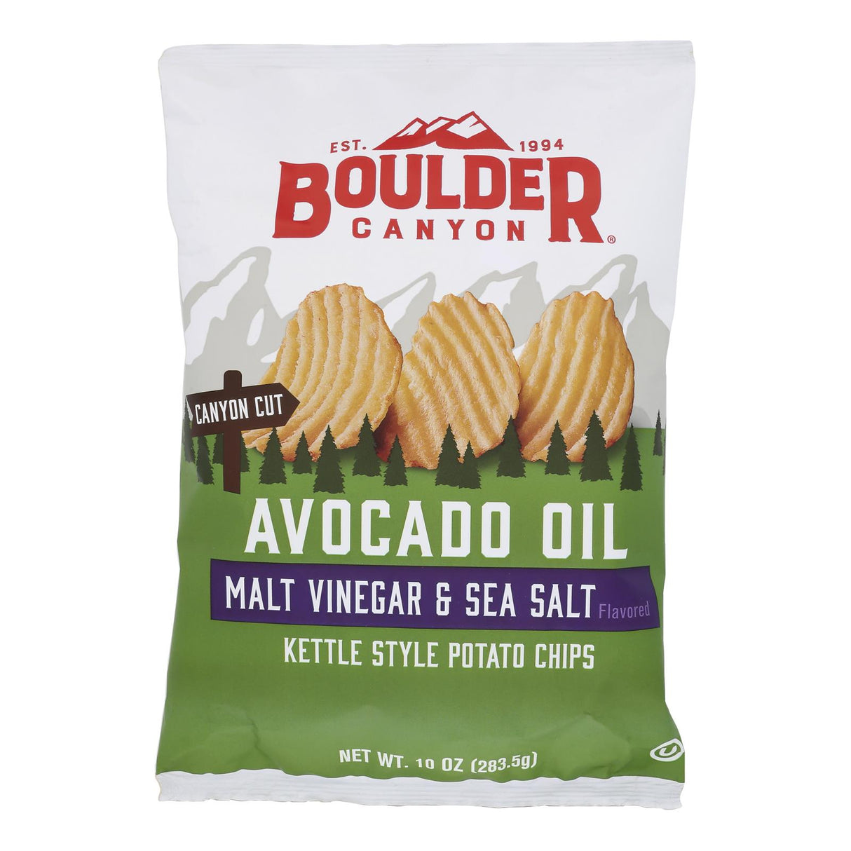Chips, Potato, Kettle-Cooked Canyon-Cut, Malt Vinegar & Sea Salt, Avocado Oil,12 - 10 OUNCE