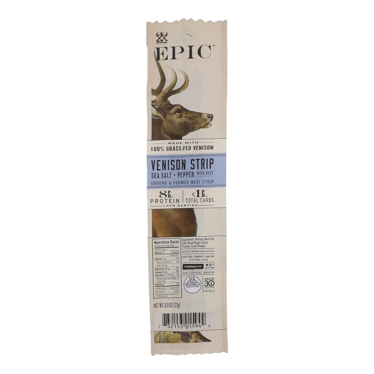 Snack Bars, Venison & Beef, Sea Salt & Pepper,20 - 0.8 OUNCE