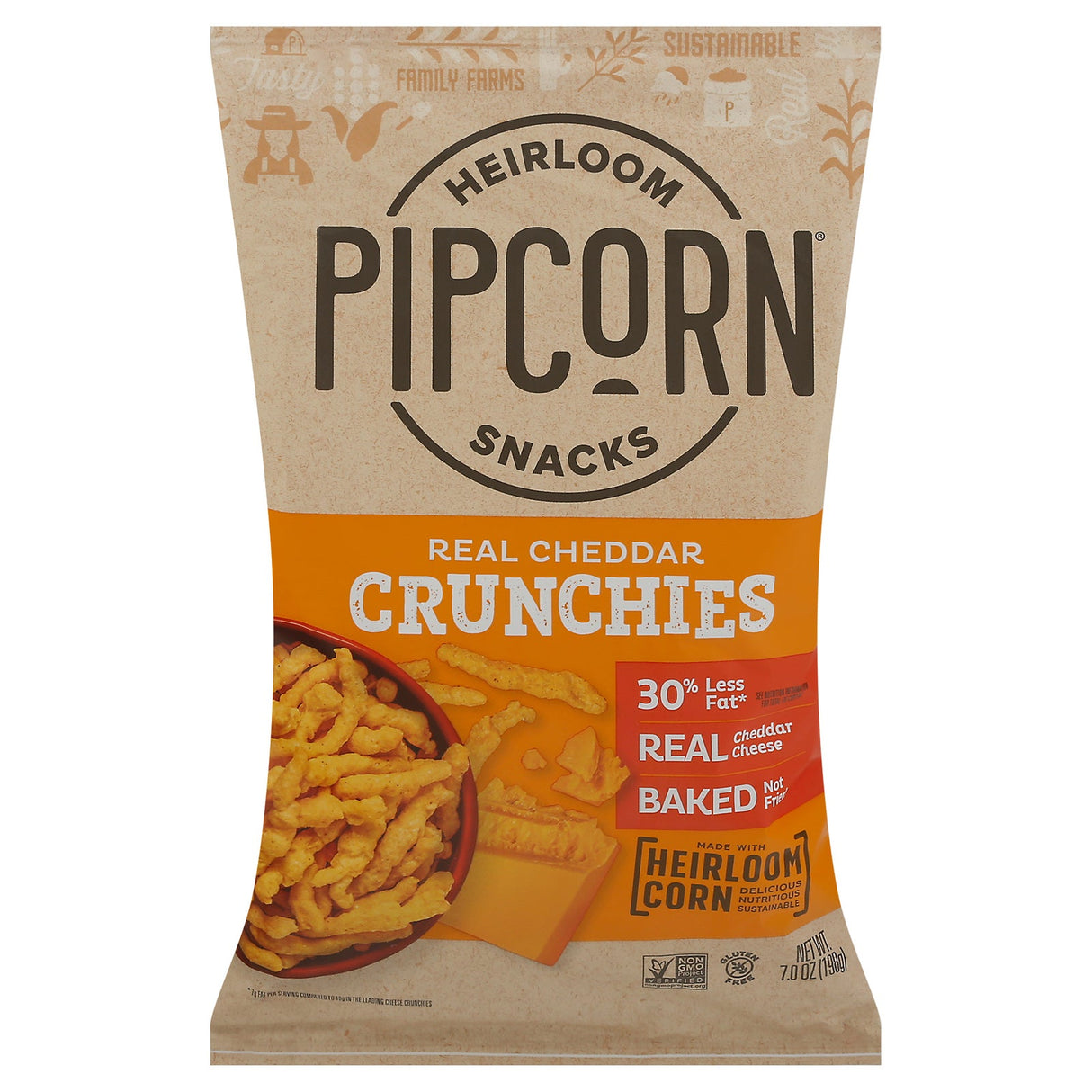 Snack Puffs, Cheese, Crunchy, Cheddar,12 - 7 OUNCE