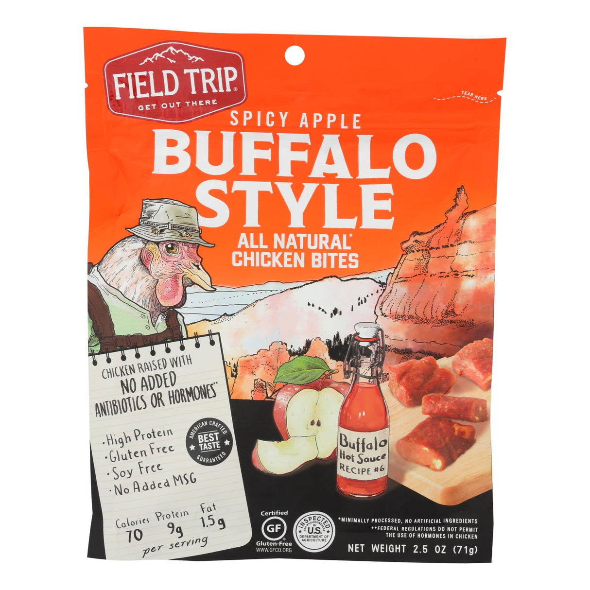 Meat Snacks, Chicken & Apple, Buffalo-Style,9 - 2.5 OUNCE