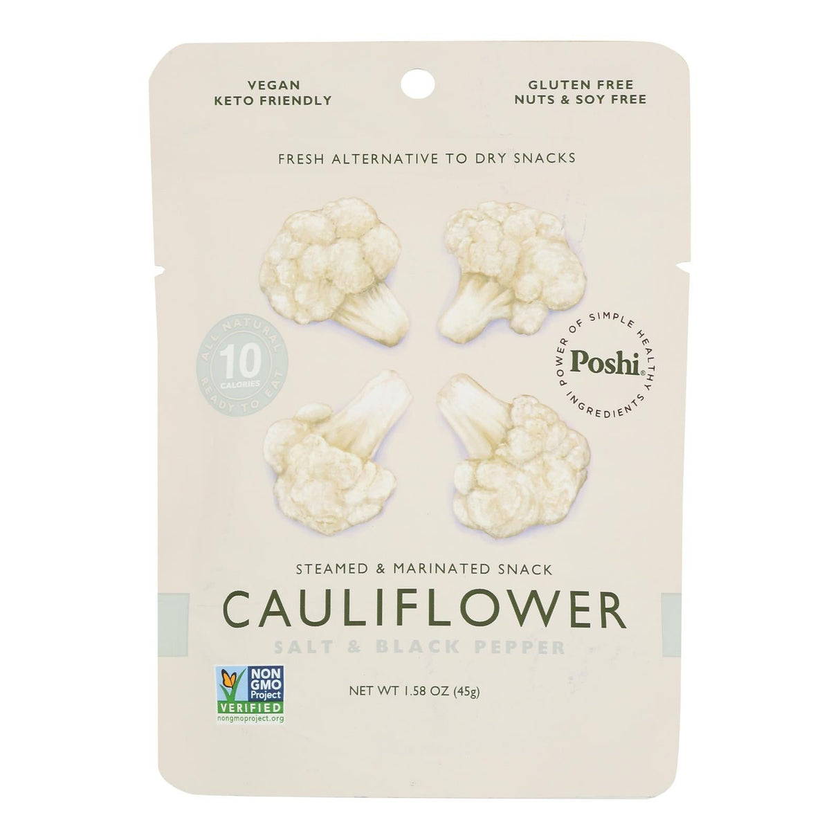 Cauliflower, Salt & Black Pepper, Steamed, Marinated, Pouch,10 - 1.58 OUNCE