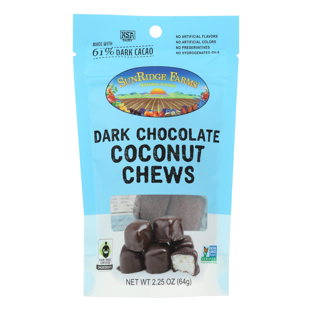 Snacks, Coconut Chews, Dark Chocolate-Covered,8 - 2.25 OUNCE