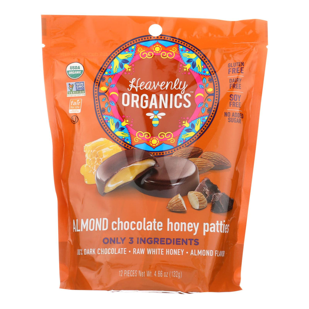 Candy, Honey Patty, Dark Chocolate-Covered Almond, 0.39 Ounce,6 - 12 COUNT