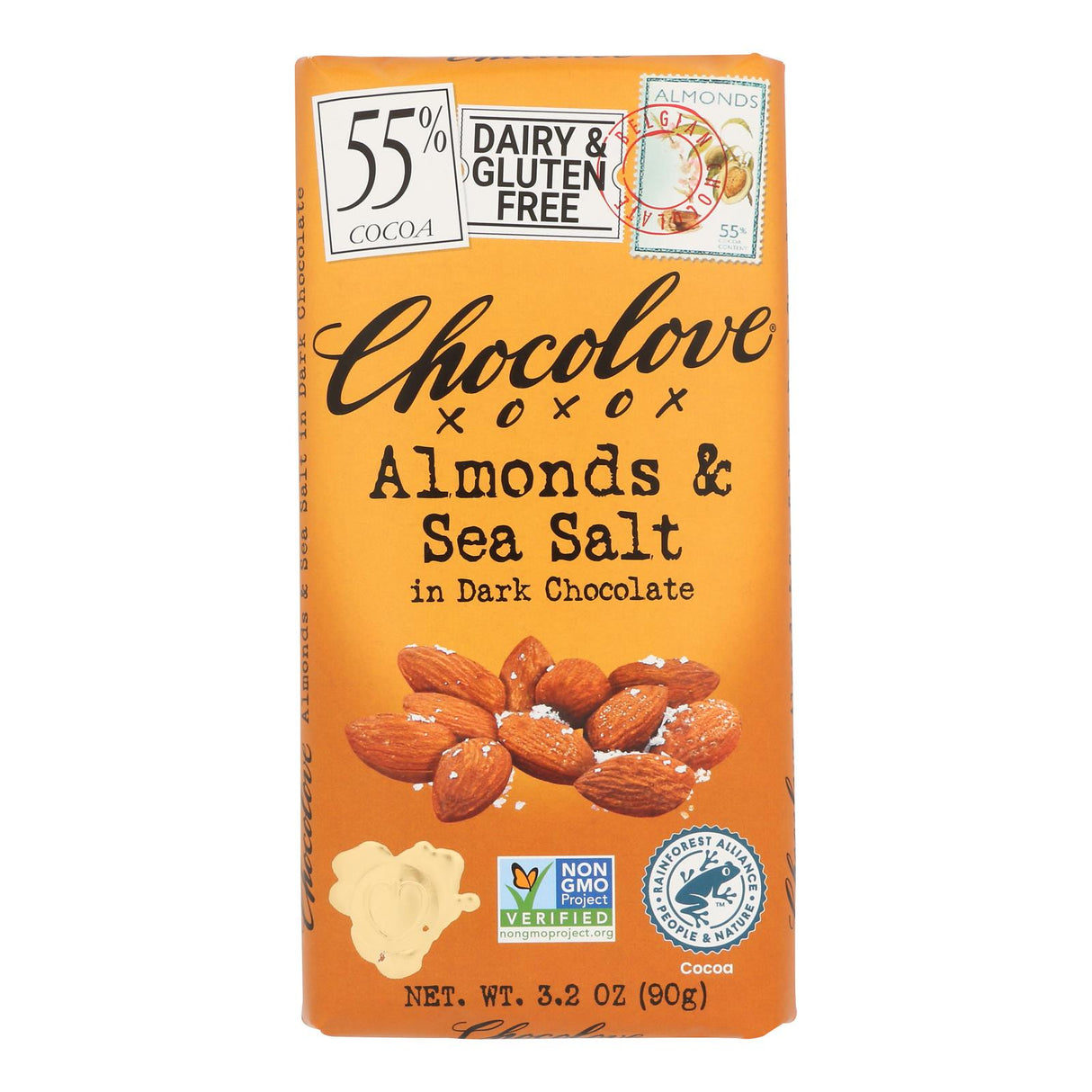 Chocolate Bars, Dark, Almond & Sea Salt, 55% Cocoa,12 - 3.2 OUNCE