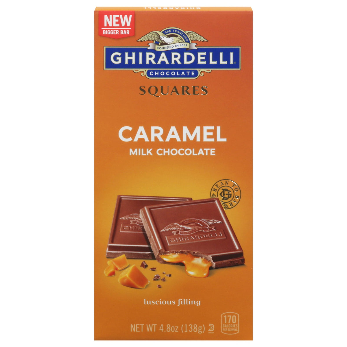 Chocolate Bars, Milk, Caramel-Filled, Square,10 - 4.8 OUNCE