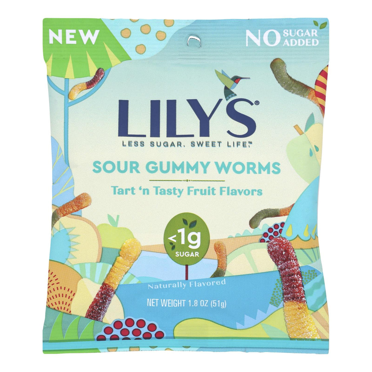Candy, Gummy Worm, Sour Fruit, No Sugar Added,12 - 1.8 OUNCE