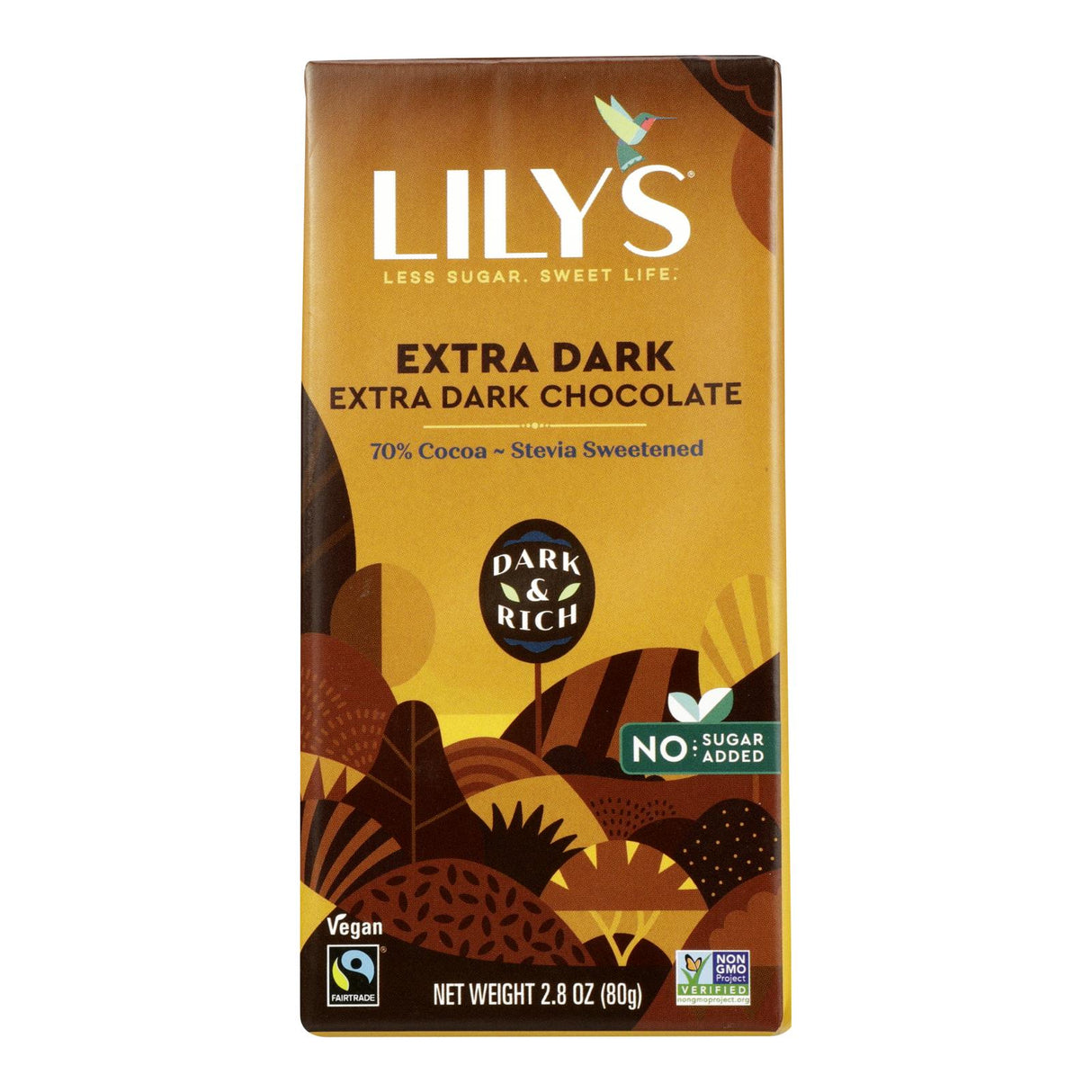 Chocolate Bars, Dark, Extra Dark, 70% Cocoa, Sweetened with Stevia,12 - 2.8 OUNCE