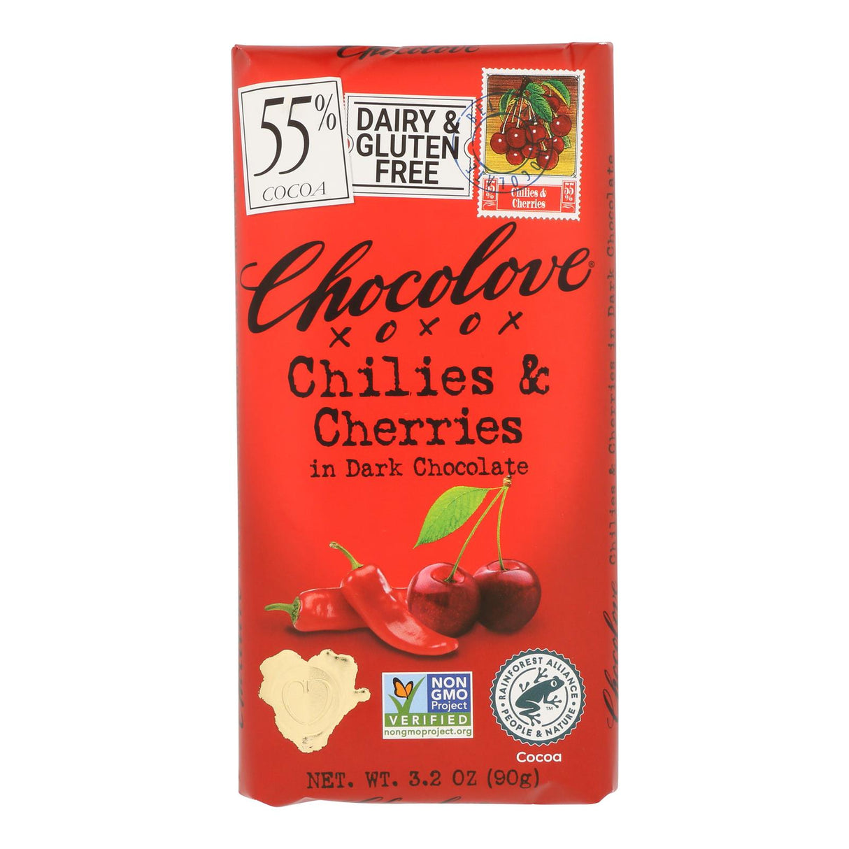Chocolate Bars, Dark, Chili & Cherry, 55% Cocoa,12 - 3.2 OUNCE
