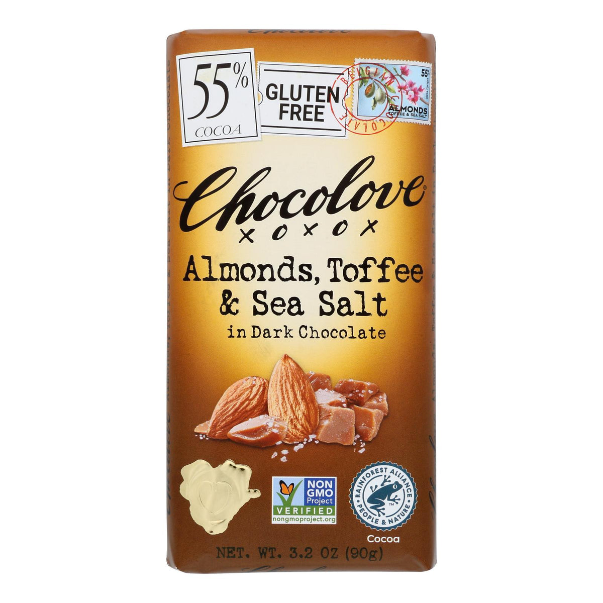 Chocolate Bars, Dark, Almond/Toffee/Sea Salt, 55% Cocoa,12 - 3.2 OUNCE