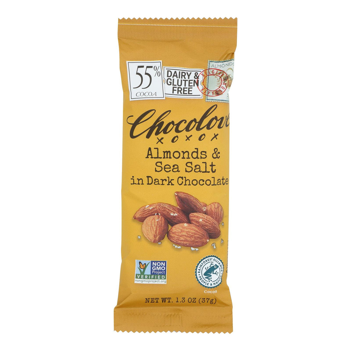 Chocolate Bars, Dark, Mini, Almond & Sea Salt, 55% Cocoa,12 - 1.3 OUNCE
