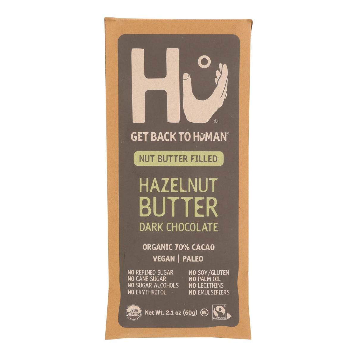 Chocolate Bars, Dark, Hazelnut Butter-Filled, 70% Cacao,12 - 2.1 OUNCE