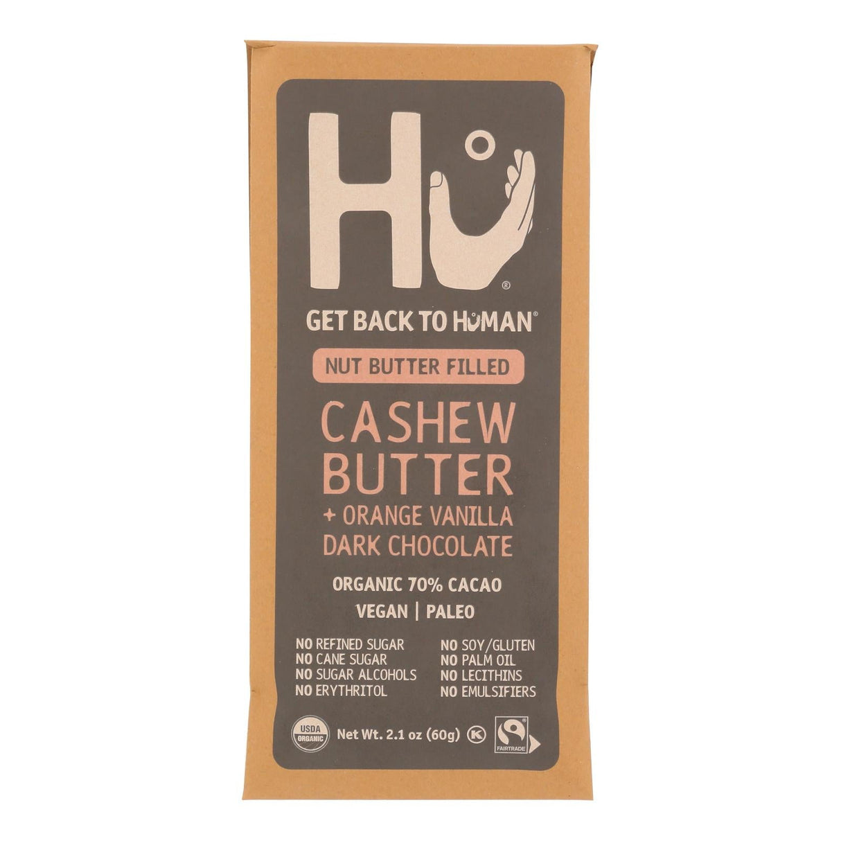 Chocolate Bars, Dark, Cashew Butter & Orange Vanilla Filled, 70% Cacao,12 - 2.1 OUNCE