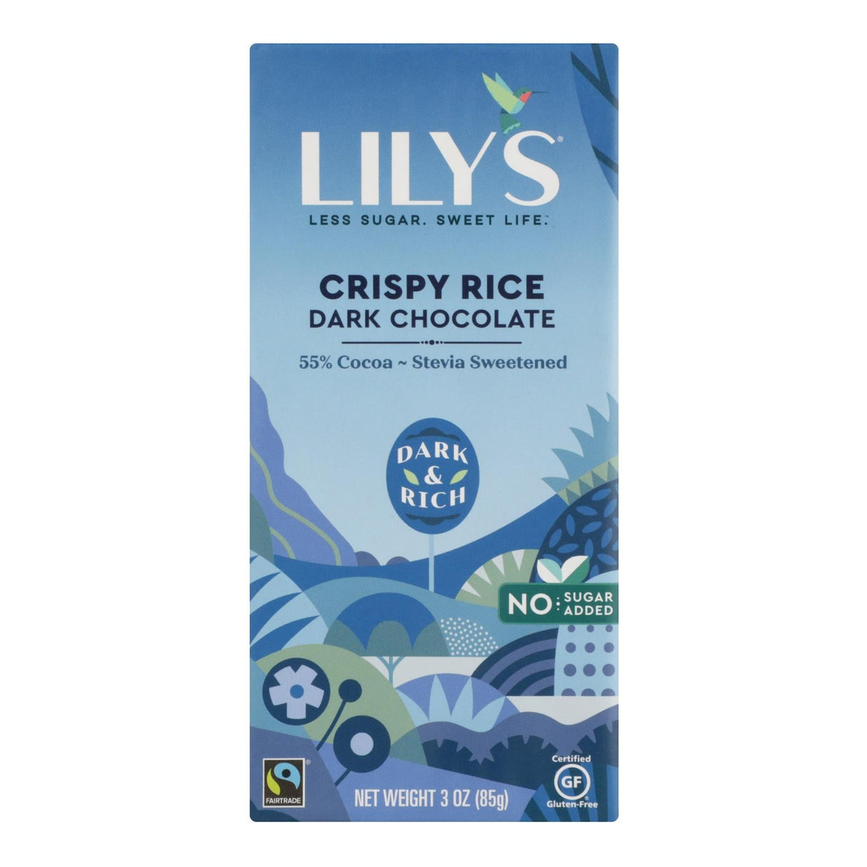 Chocolate Bars, Dark, Crispy Rice, 55% Cocoa, Sweetened with Stevia,12 - 3 OUNCE