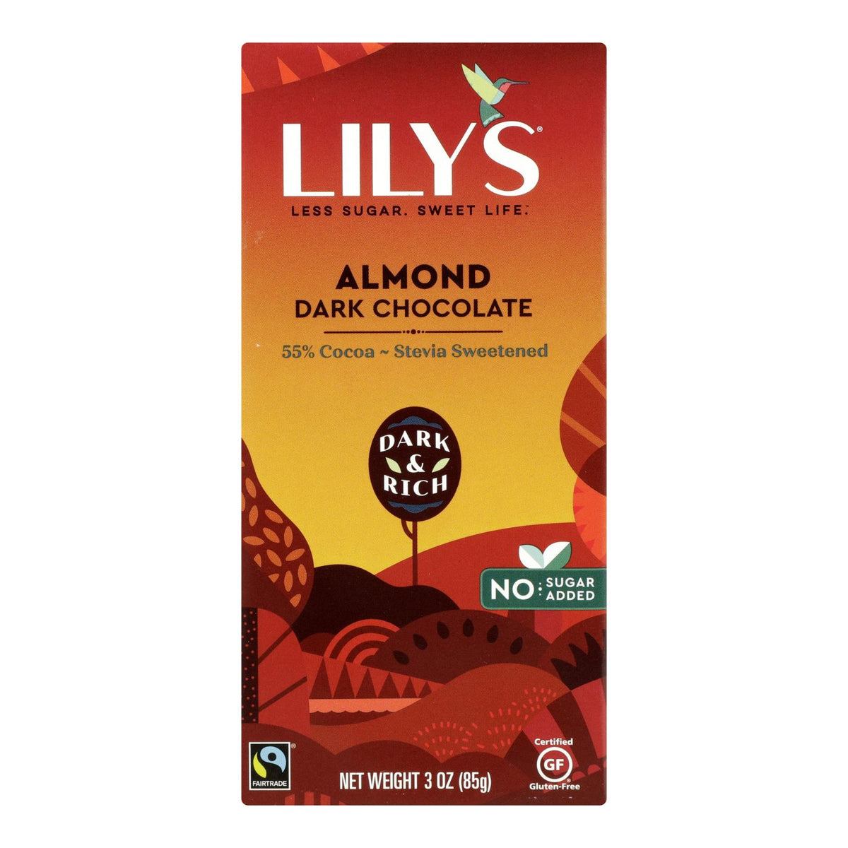 Chocolate Bars, Dark, Almond, 55% Cocoa, Sweetened with Stevia,12 - 3 OUNCE