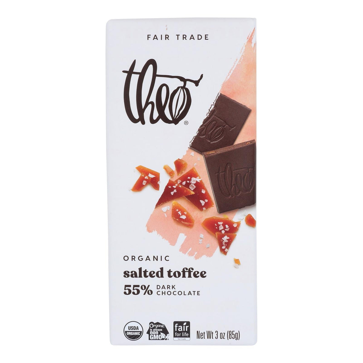 Chocolate Bars, Dark, Salted Toffee, 55% Cocoa,12 - 3 OUNCE