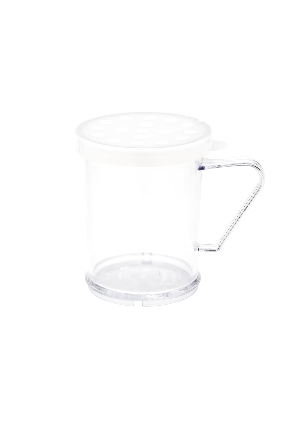 Shaker, Spice, 10 Ounce, Dredge, Clear, Polycarbonate, with White Extra Coarse Lid,1 - 10 OUNCE