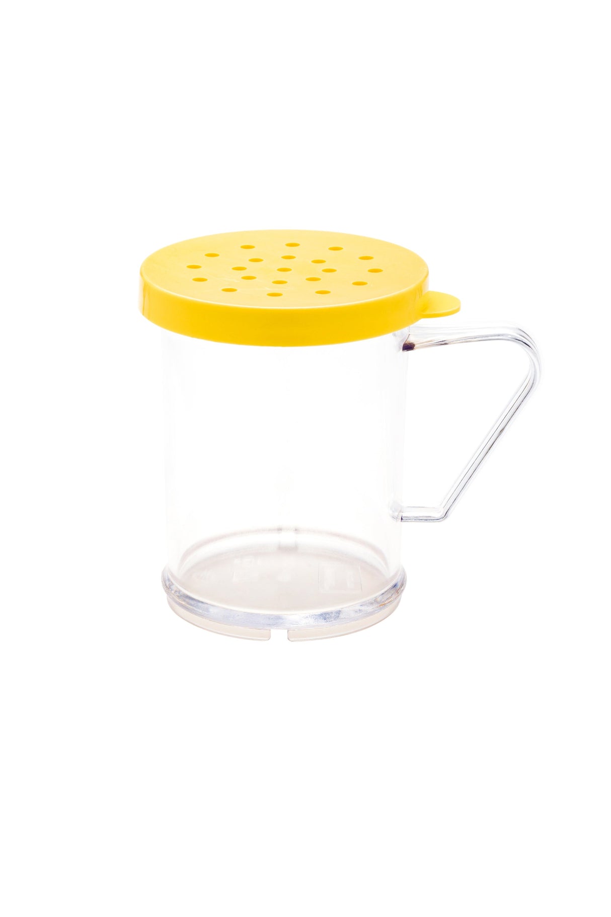 Shaker, Spice, 10 Ounce, Dredge, Clear, Polycarbonate, with Yellow Coarse Lid,1 - 10 OUNCE