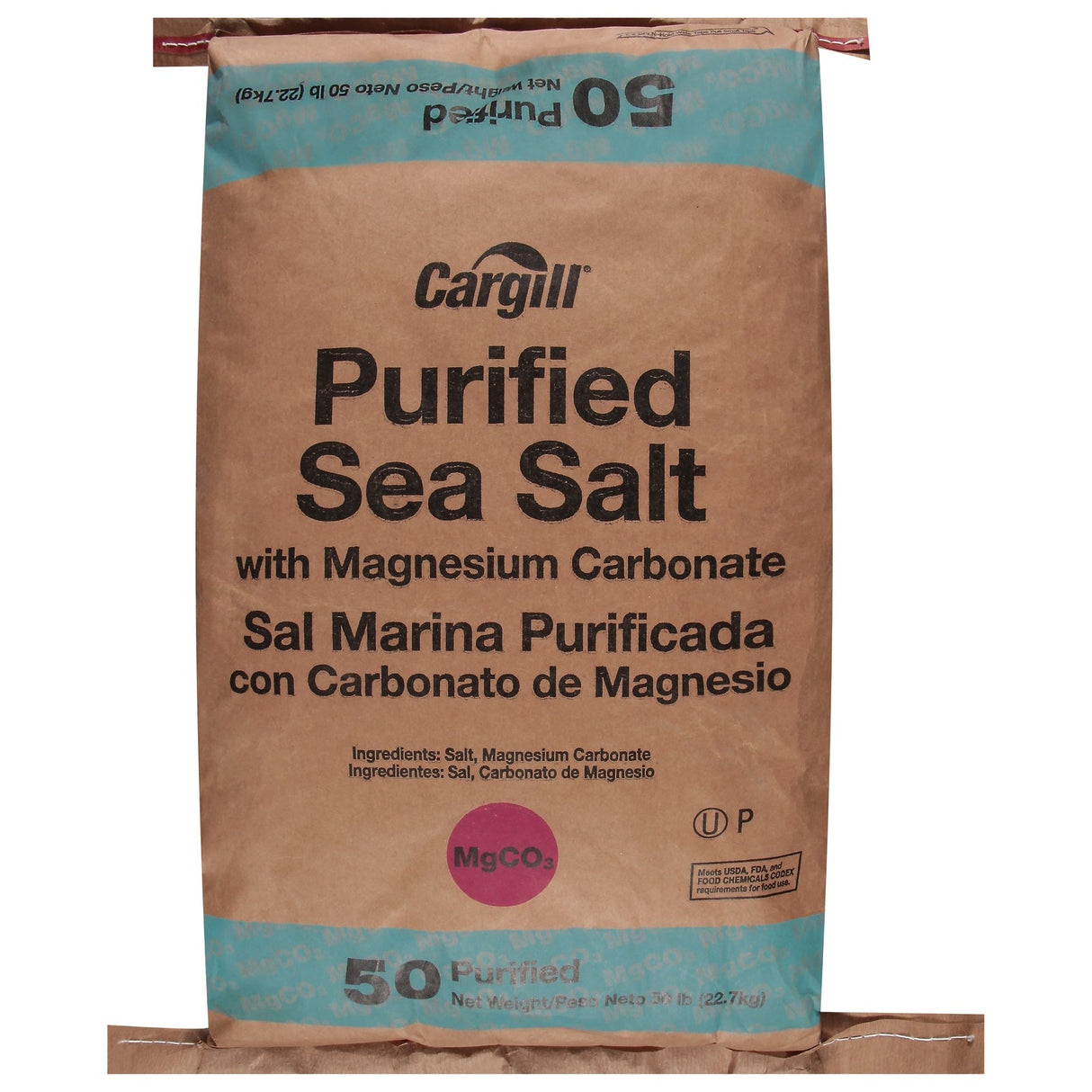 Salt, Sea, Purified, Contains Magnesium Carbonate, Bulk,1 - 50 POUND