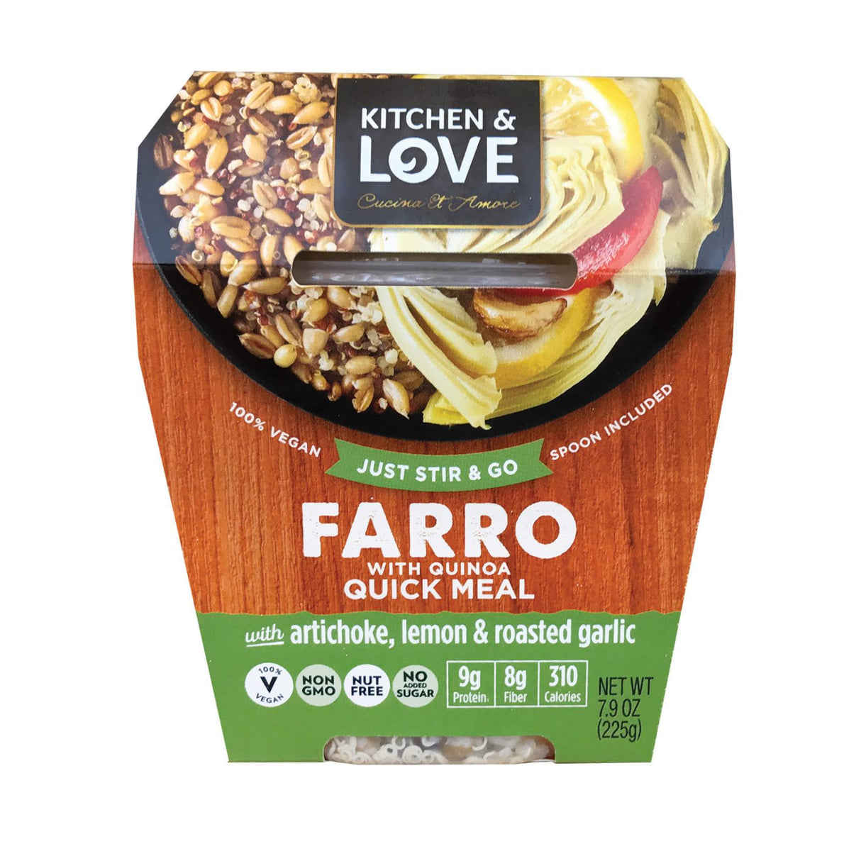 Entree, Farro, Artichoke/Lemon/Garlic, contains Quinoa, Single-Serve Cup, includes Plastic Spoon,6 - 7.9 OUNCE