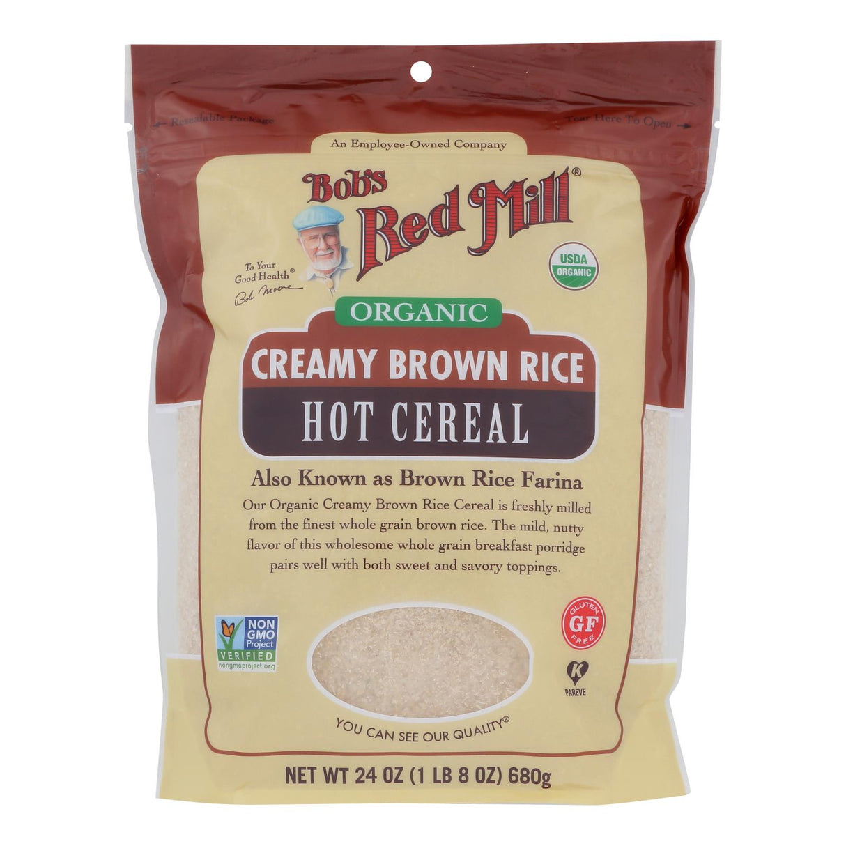 Cereal, Brown Rice Hot, Creamy, Resealable,4 - 24 OUNCE