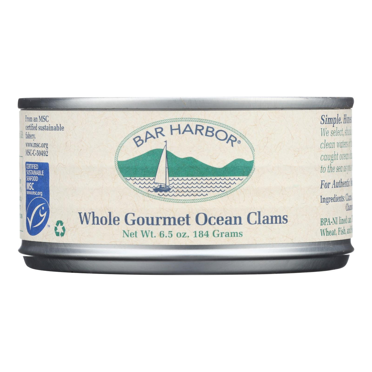 Clams, Ocean, Whole, Canned,12 - 6.5 OUNCE