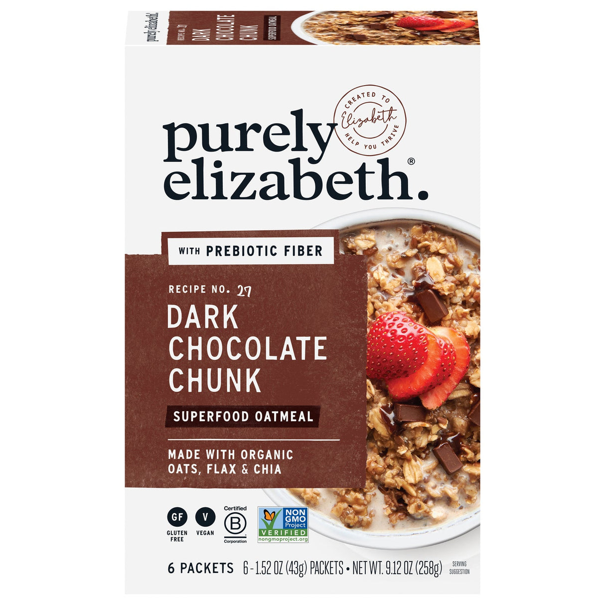 Oatmeal, Superfood, Chocolate Chunk, with Prebiotic Fiber, Single-Serve Packets, 1.52 Ounce,6 - 6 COUNT