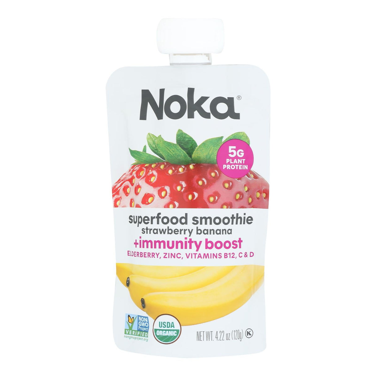 Smoothie, Superfood, Strawberry & Banana, Squeeze Pouch,6 - 4.22 OUNCE