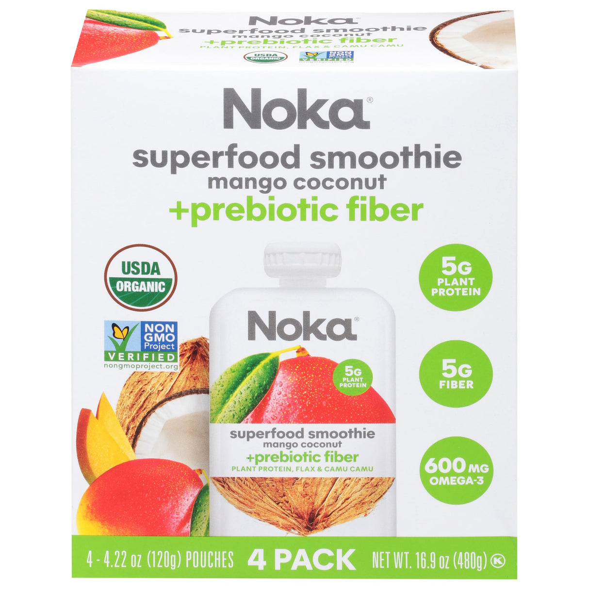 Smoothie, Superfood, Mango & Coconut, Squeeze Pouch, 4.22 Ounce,6 - 4 COUNT