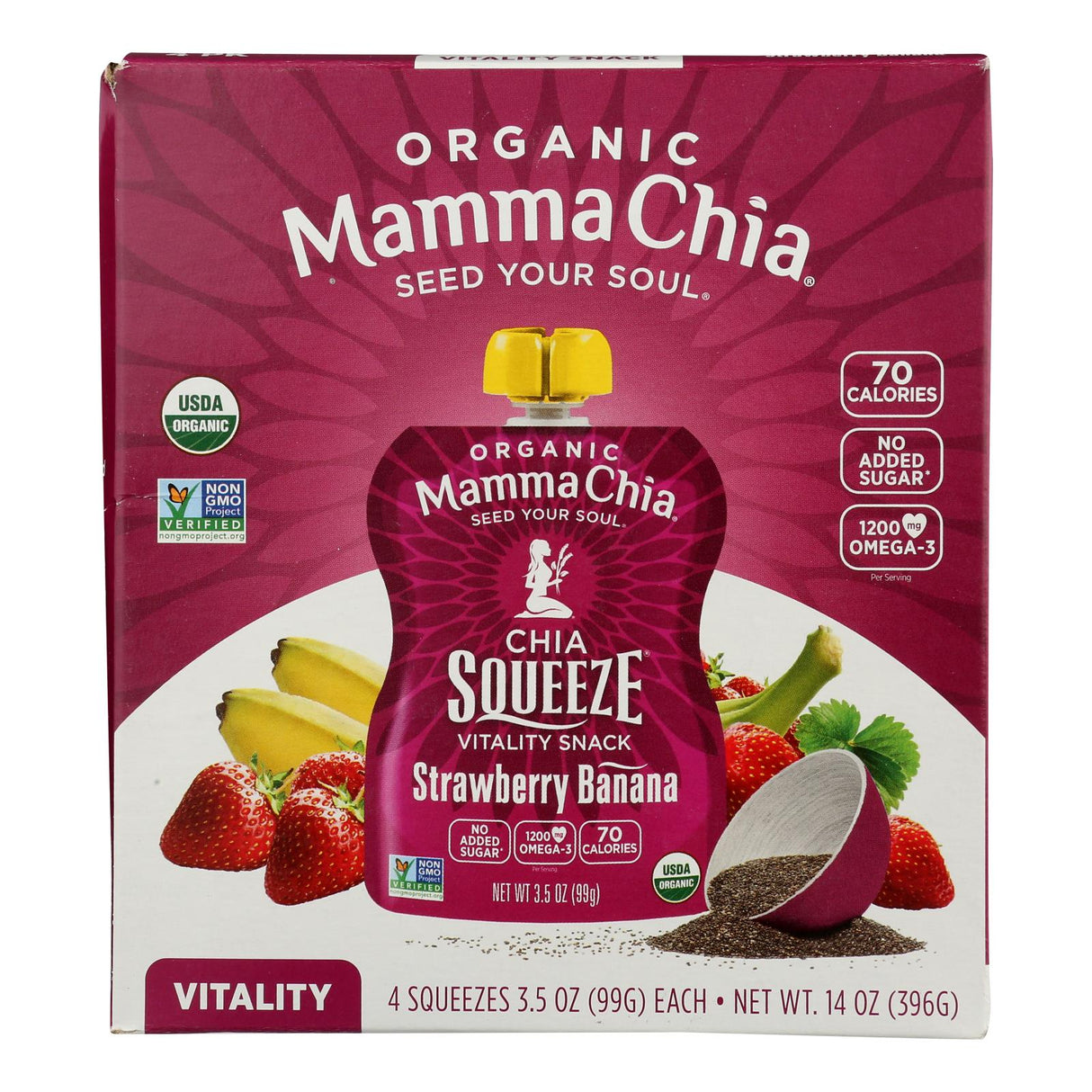 Snacks, Chia, Strawberry & Banana, Squeeze Pouch, 3.5 Ounce,6 - 4 COUNT