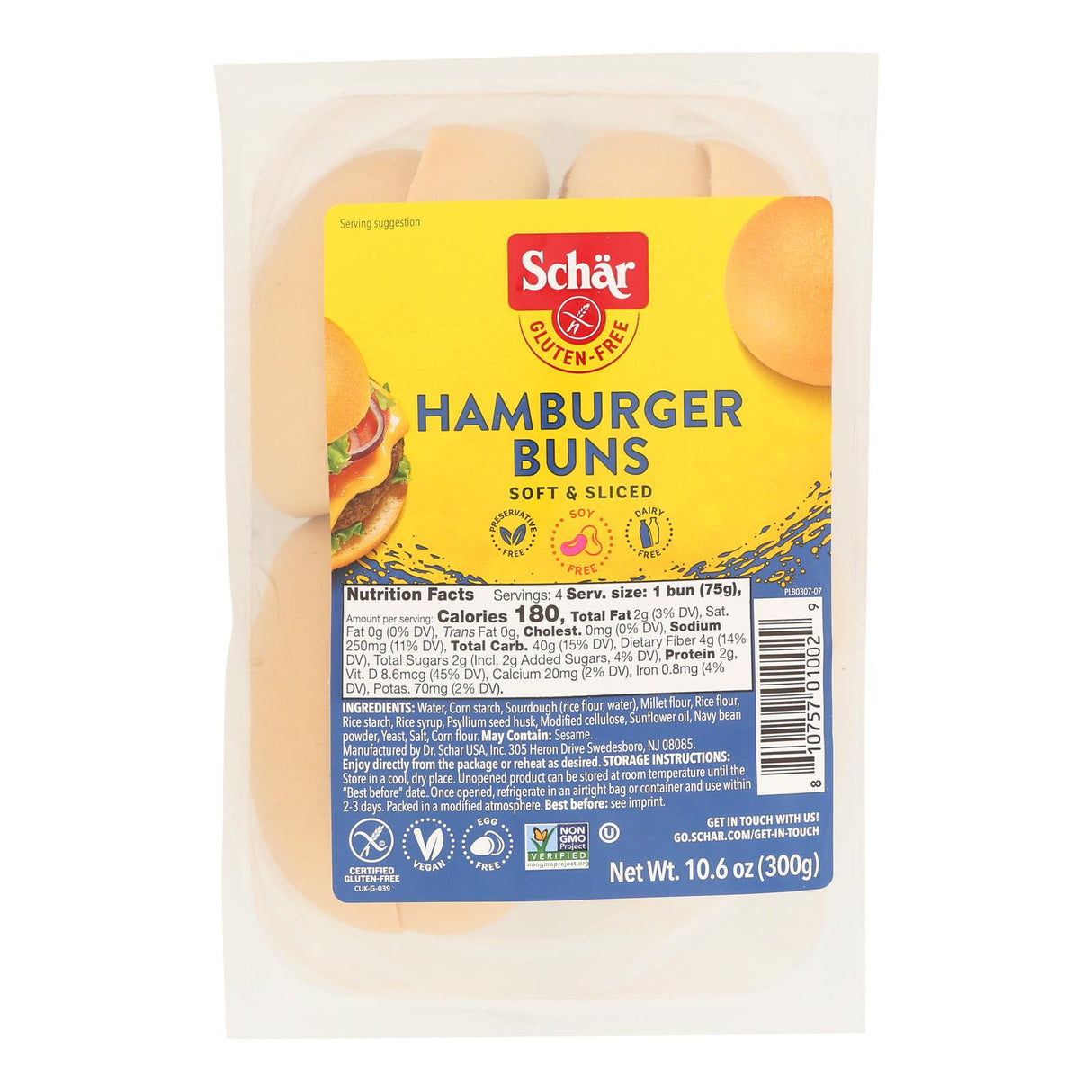 Buns, Hamburger, Sliced, 2.65 Ounce,4 - 4 COUNT