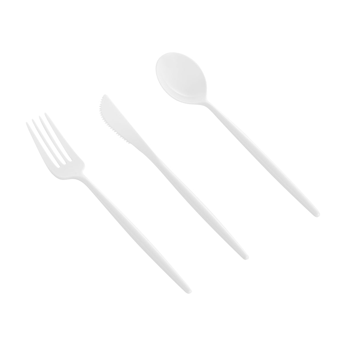 Cutlery Sets, Fork/Knife/Spoon, Moderna, Plastic, White, 7.50 Inch,3 - 20 COUNT