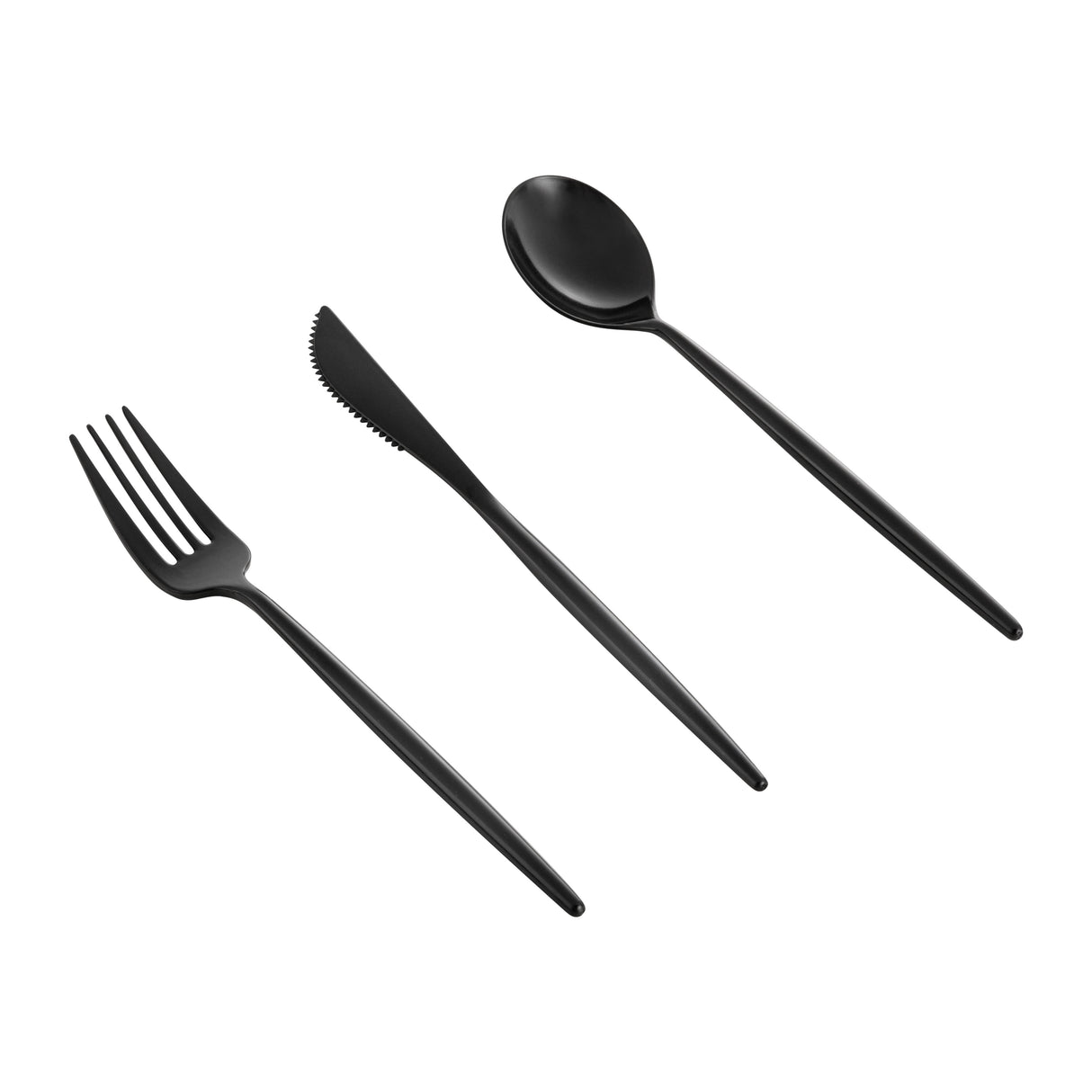 Cutlery Sets, Fork/Knife/Spoon, Moderna, Plastic, Black, 7.50 Inch,3 - 20 COUNT