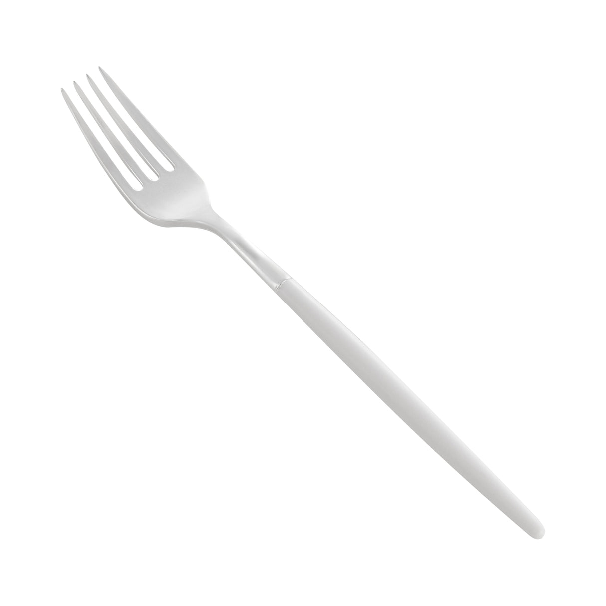 Fork, Moderna, Plastic, Silver, White Handle, 7.50 Inch,10 - 50 COUNT