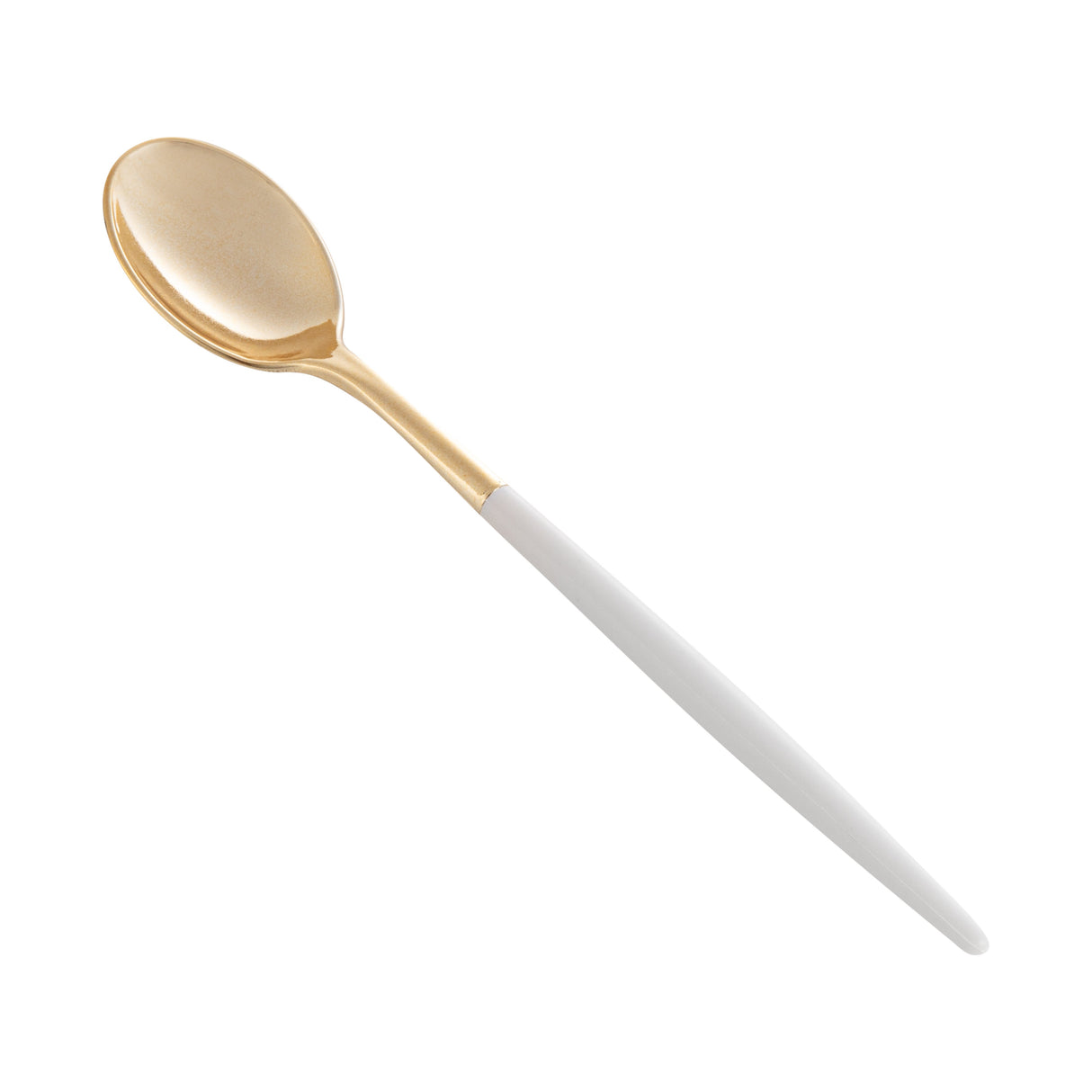 Spoon, Moderna, Plastic, Gold, White Handle, 7.75 Inch,10 - 50 COUNT