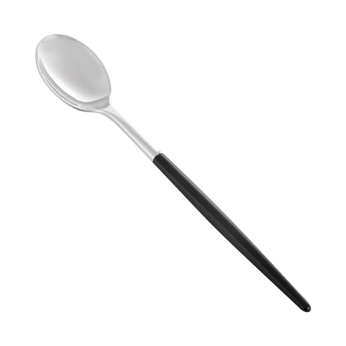 Spoon, Moderna, Plastic, Silver, Black Handle, 7.75 Inch,10 - 50 COUNT