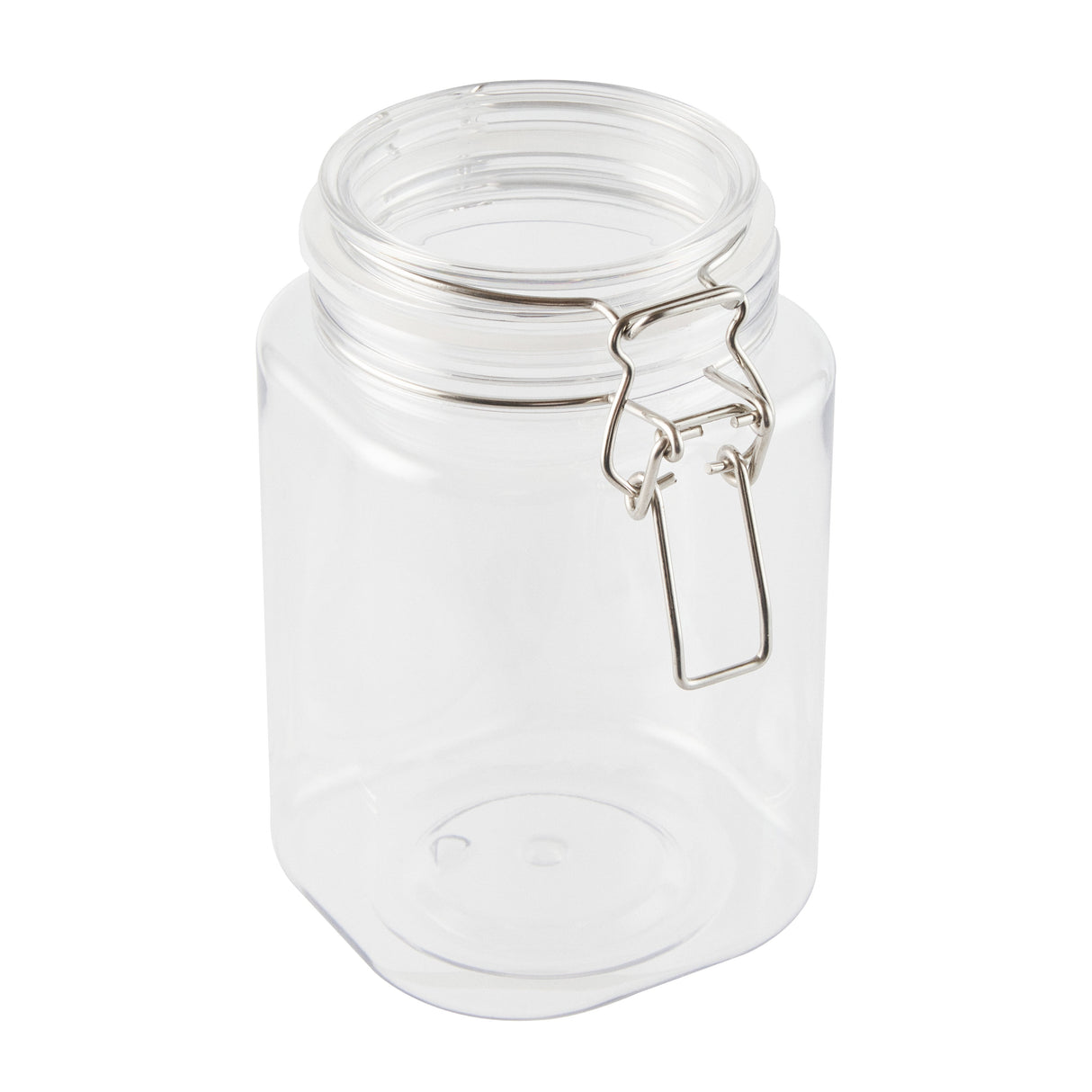 Jars, Storage, Met Lux 43 Ounce, Plastic, Clear, Square, 4.25 x 4.25 x 6.75 Inch, Hinged Lid,10 - 2 COUNT