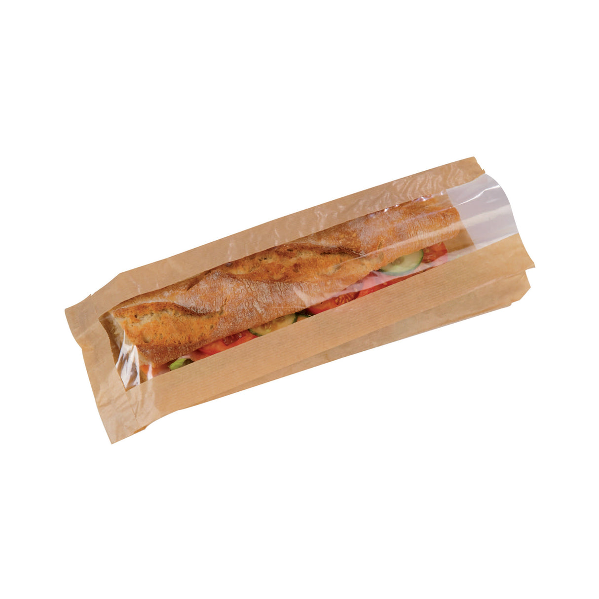 Bags, Sandwich, 3.9 x 1.6 x 14.2 Inch, Paper, Brown, with Window,1 - 1000 COUNT
