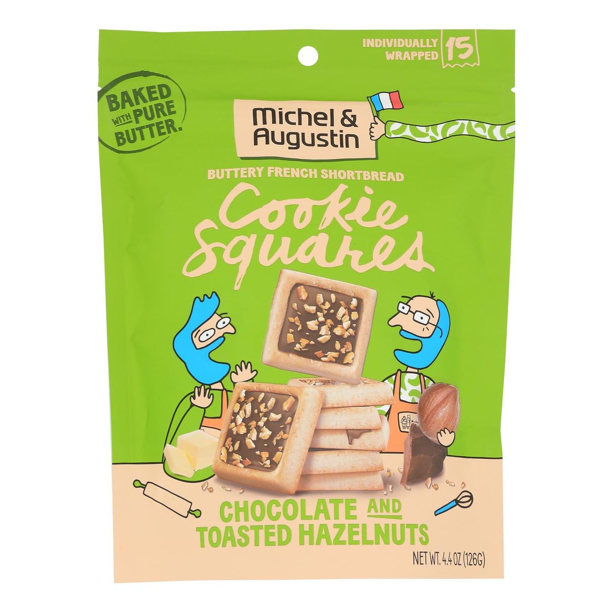 Cookies, Shortbread, Chocolate & Toasted Hazelnut, Square, 0.29 Ounce,6 - 15 COUNT
