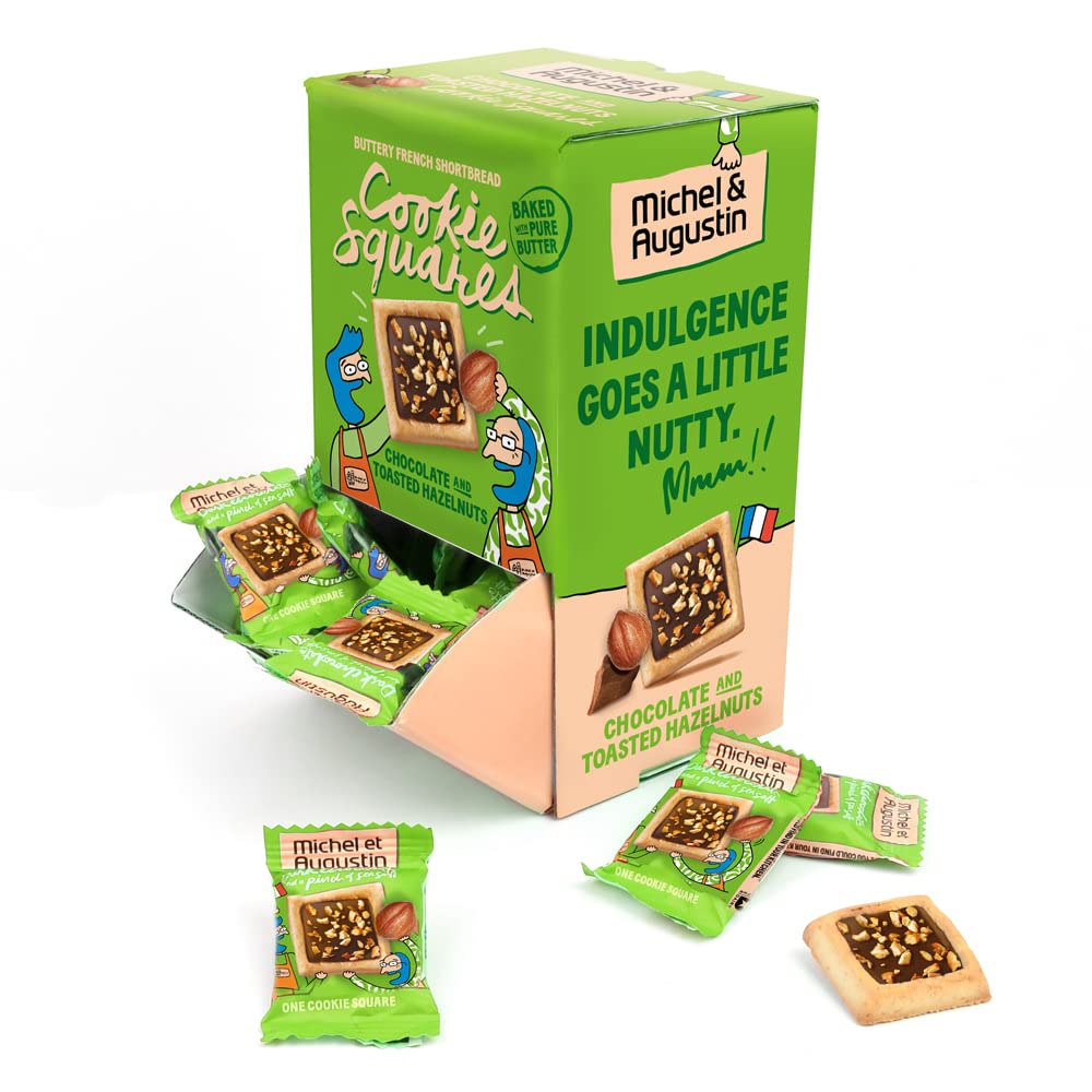 Cookies, Shortbread, Milk Chocolate & Hazelnut, Square,40 - 0.3 OUNCE
