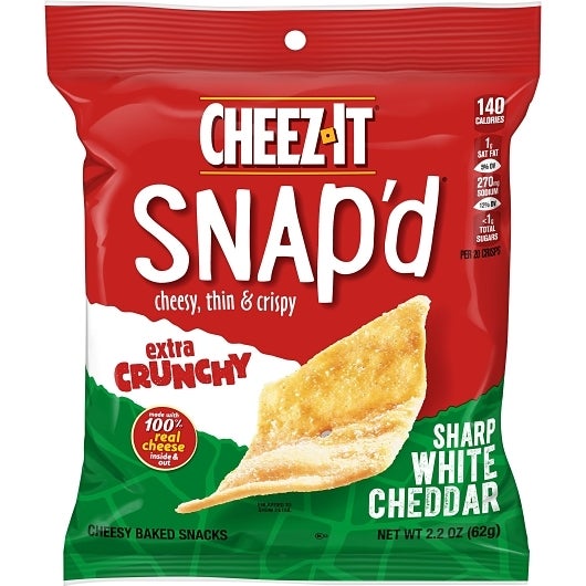 Crackers, Cheese, Snap'd Extra Crunchy, Sharp White Cheddar,6 - 2.2 OUNCE