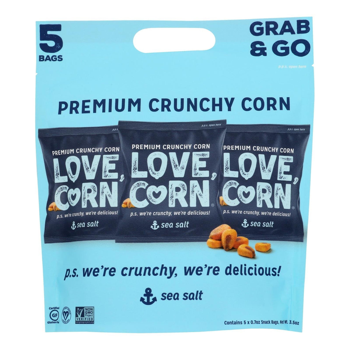 Snacks, Crunchy Corn, Sea Salt, 0.7 Ounce,8 - 5 COUNT